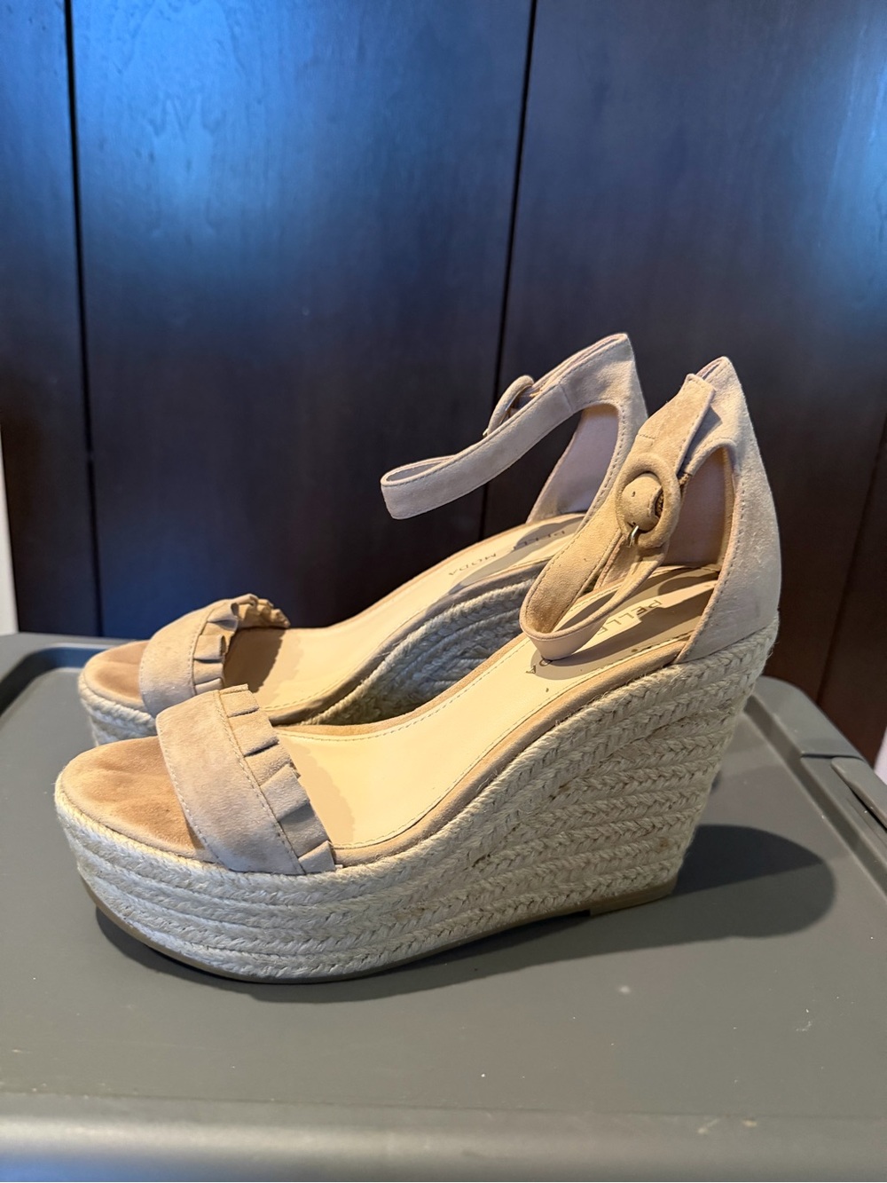 Pelle Moda Beige Espadrille Wedge Sandals with Ankle Strap - worn once sz 6.5